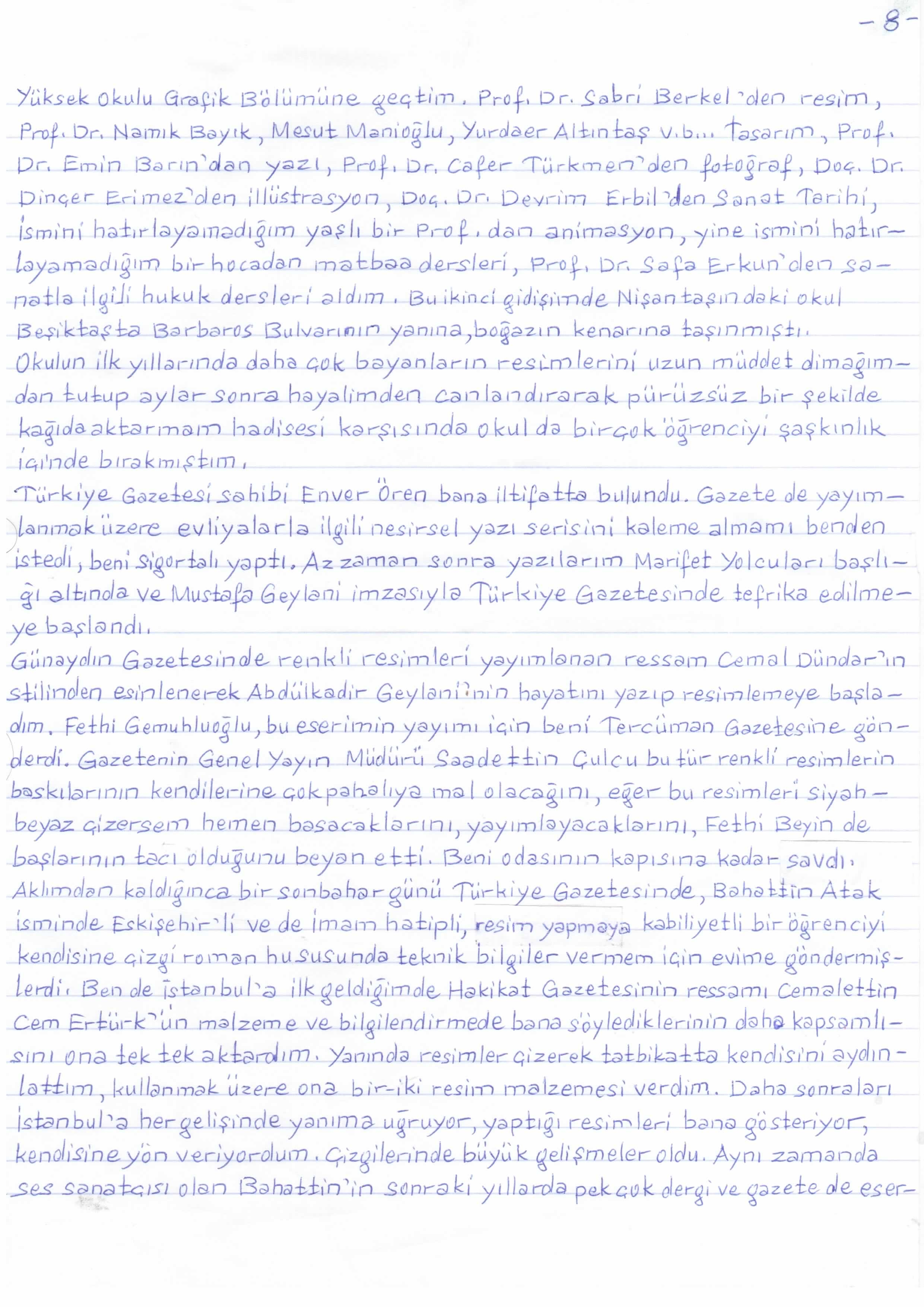 Mustafa Düzleme El Yazısıyla Hayatı Sayfa 8